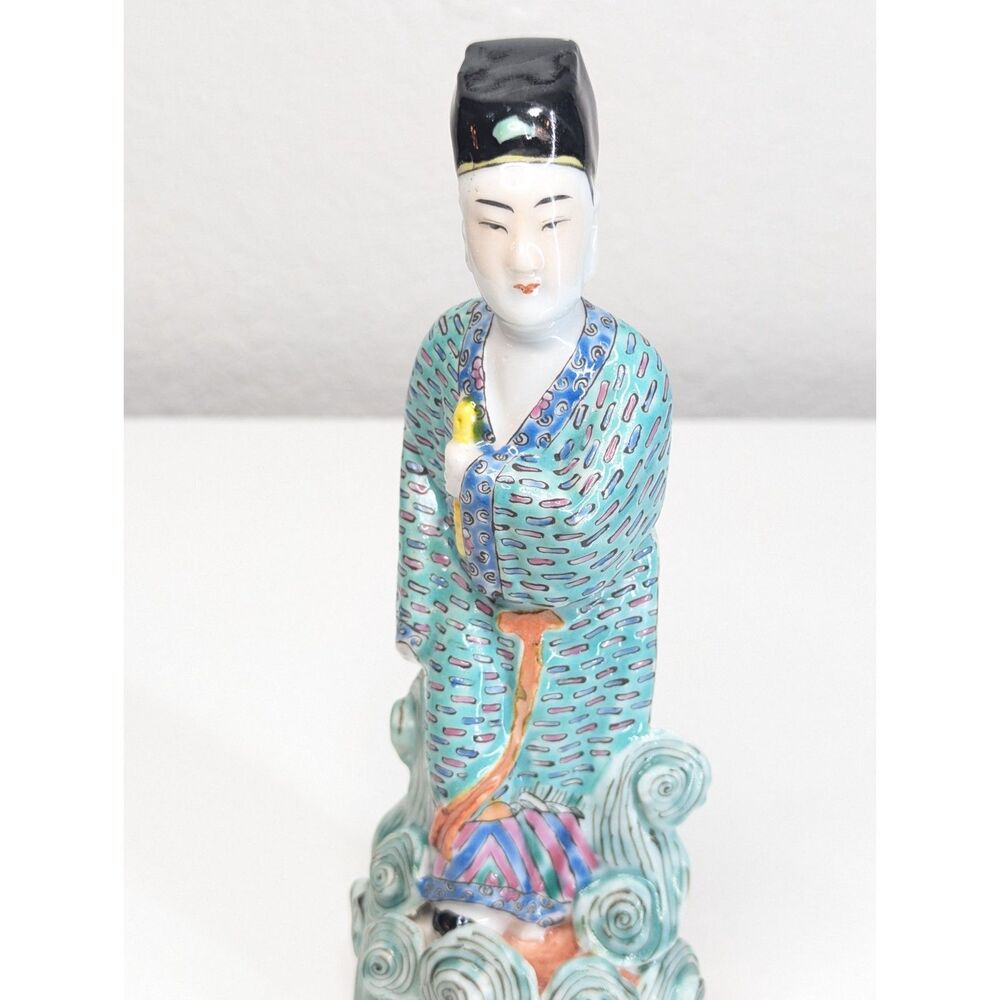 Antique Early 20th c. Chinese Famille Rose Porcelain Figurine Waves Immortallity - Picture 6 of 12